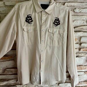 Howler Bros Gaucho Snapshirt - Riverbed Oxford with Cottonmouth Snake - Size Med